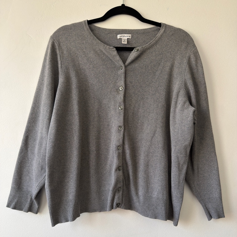 croft & barrow Gray Button-Front Women's Cardigan